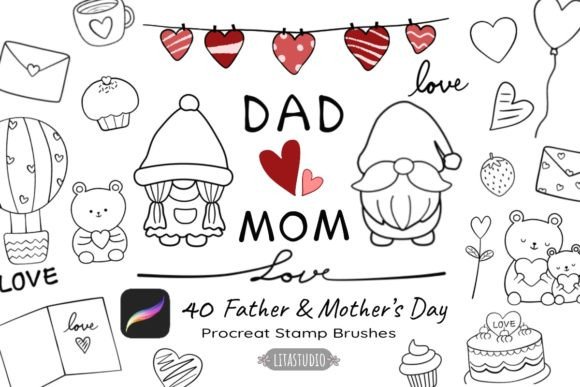 40Father Mother’s Day Procreate Stamps