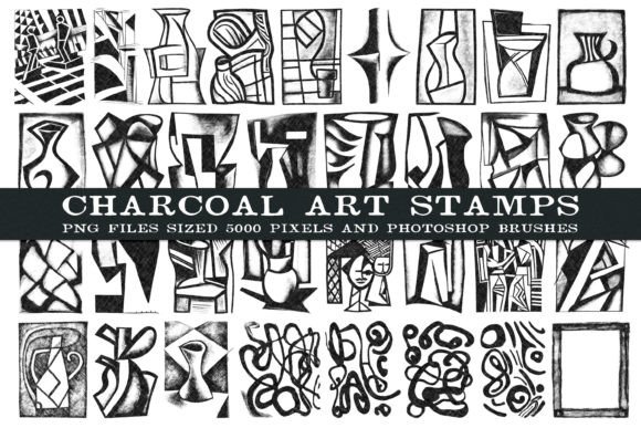 Charcoal Art Stamps - 45 Designs
