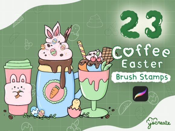 Cute Coffee Easter Brush Stamps: A Creative Shortcut for Digital Artists