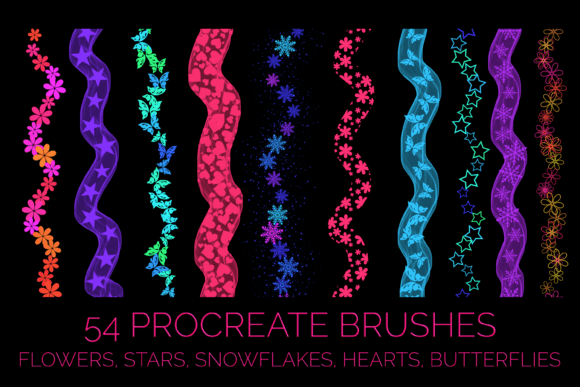 Flower Heart Snowflake Star Butterfly Procreate Brushes