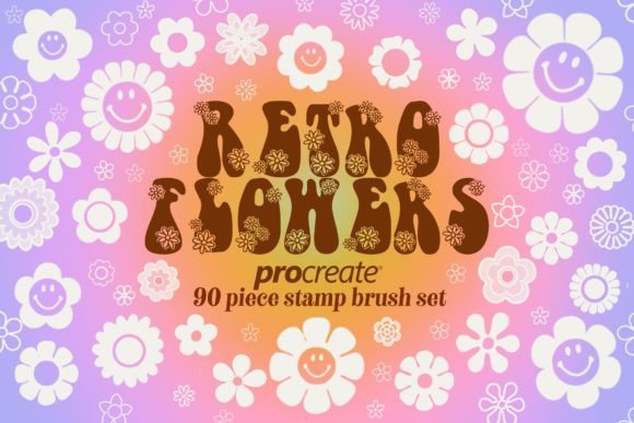 Revolutionize Your Digital Art with the Retro Flowers Procreate Stamp Brush Set