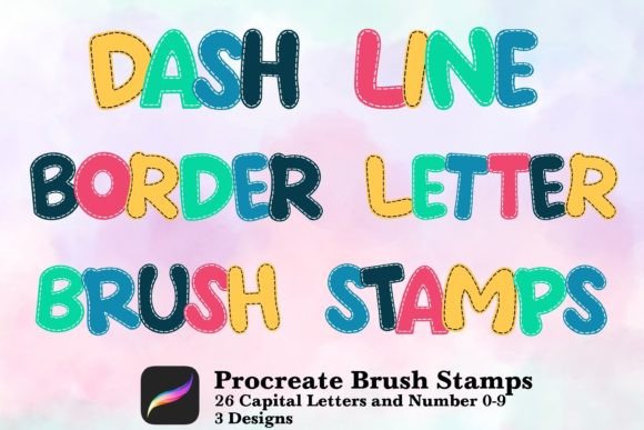 Unlock Creative Potential with Dash Line Border Letter Brush Stamps for Procreate