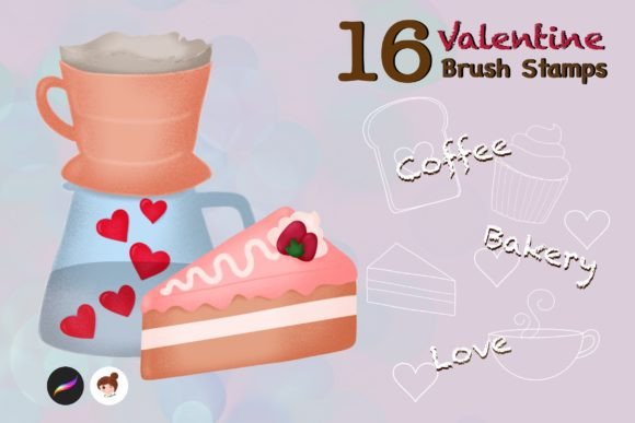 Valentine Bakery Coffee Brush Stamps: Elevating Your Digital Art for the Season